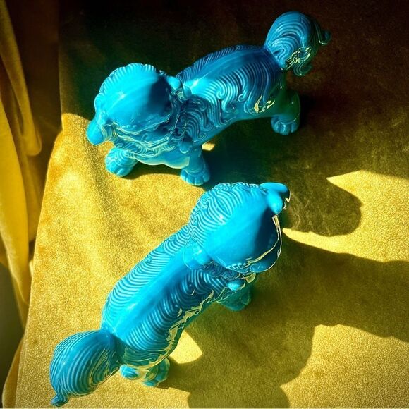 ♥️ Ceramic Foo Dog Statues - Blue - Picture 11 of 13